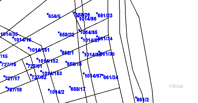 Parcela st. 661/35 v KÚ Koštice, Katastrální mapa