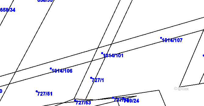 Parcela st. 1014/101 v KÚ Koštice, Katastrální mapa