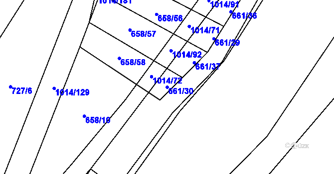 Parcela st. 661/30 v KÚ Koštice, Katastrální mapa