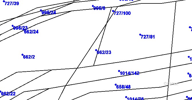 Parcela st. 662/23 v KÚ Koštice, Katastrální mapa