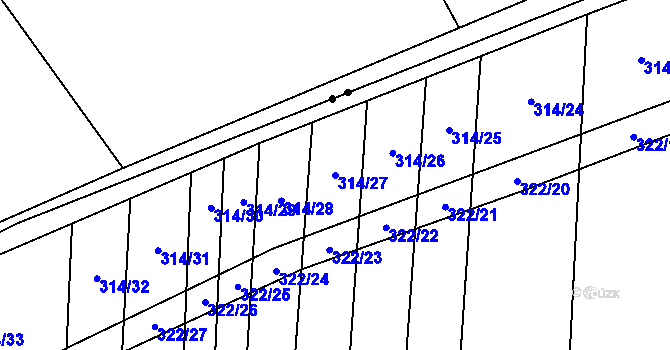 Parcela st. 314/27 v KÚ Koštice, Katastrální mapa