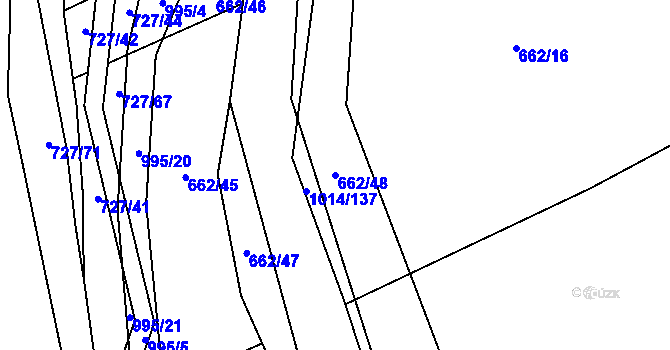 Parcela st. 662/48 v KÚ Koštice, Katastrální mapa