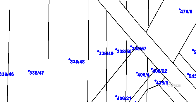 Parcela st. 338/49 v KÚ Koštice, Katastrální mapa