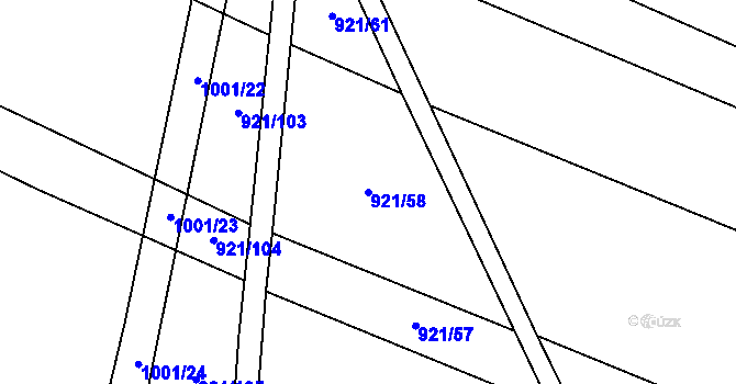 Parcela st. 921/58 v KÚ Koštice, Katastrální mapa
