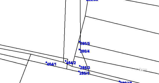 Parcela st. 286/5 v KÚ Vojnice u Koštic, Katastrální mapa