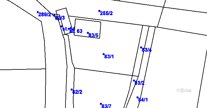 Parcela st. 83/1 v KÚ Vojničky, Katastrální mapa