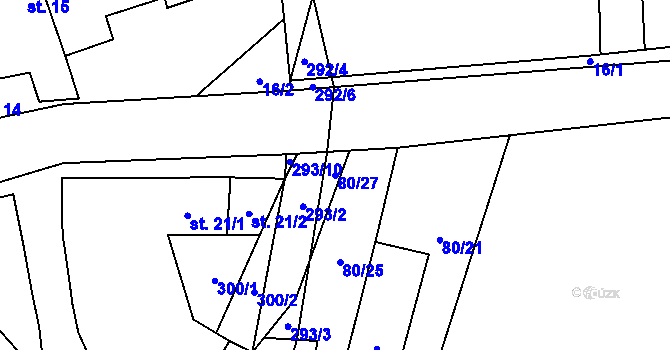 Parcela st. 80/27 v KÚ Vojničky, Katastrální mapa