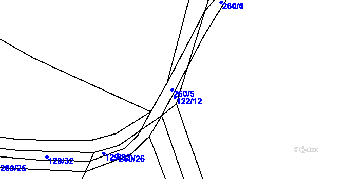 Parcela st. 260/5 v KÚ Vojničky, Katastrální mapa