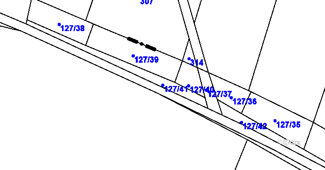 Parcela st. 127/41 v KÚ Vojničky, Katastrální mapa