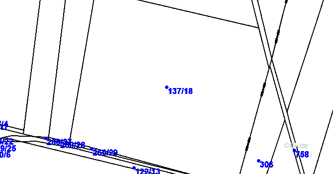Parcela st. 137/18 v KÚ Vojničky, Katastrální mapa