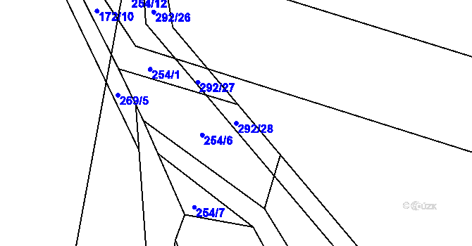 Parcela st. 292/28 v KÚ Vojničky, Katastrální mapa