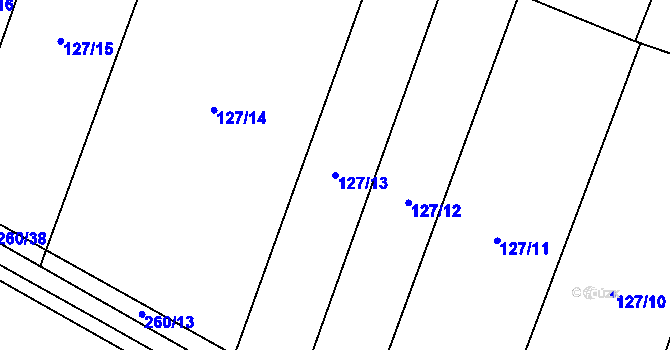 Parcela st. 127/13 v KÚ Vojničky, Katastrální mapa