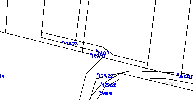 Parcela st. 137/4 v KÚ Vojničky, Katastrální mapa