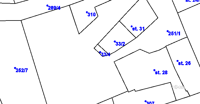 Parcela st. 33/4 v KÚ Vojničky, Katastrální mapa