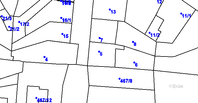 Parcela st. 5 v KÚ Koštov, Katastrální mapa