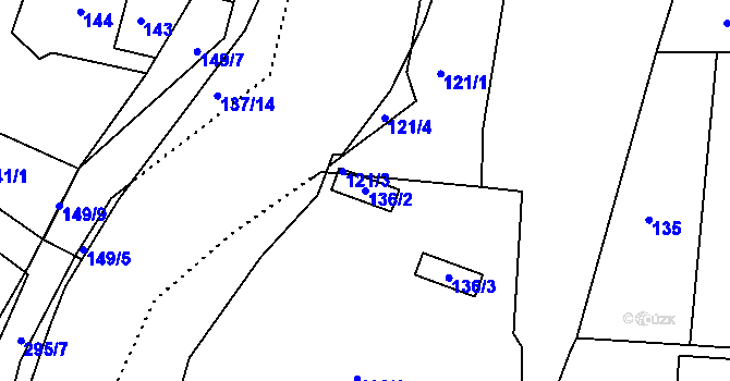 Parcela st. 136/2 v KÚ Koštov, Katastrální mapa
