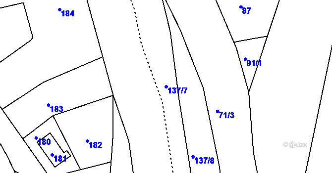 Parcela st. 137/7 v KÚ Koštov, Katastrální mapa