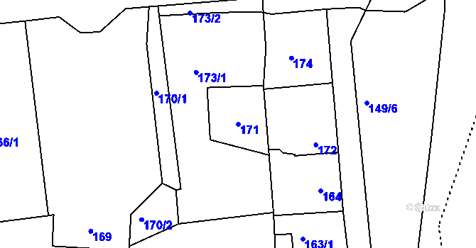 Parcela st. 171 v KÚ Koštov, Katastrální mapa
