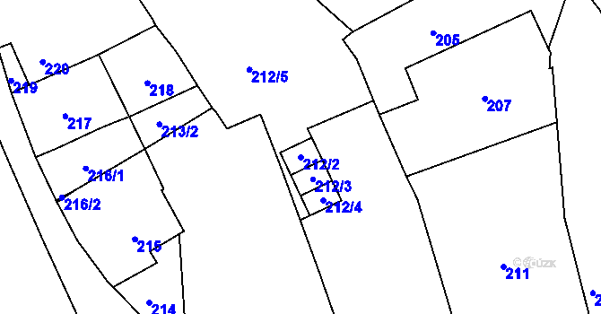 Parcela st. 212/2 v KÚ Koštov, Katastrální mapa