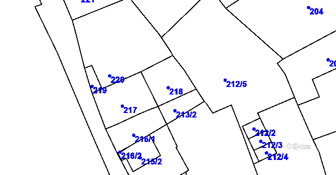 Parcela st. 218 v KÚ Koštov, Katastrální mapa