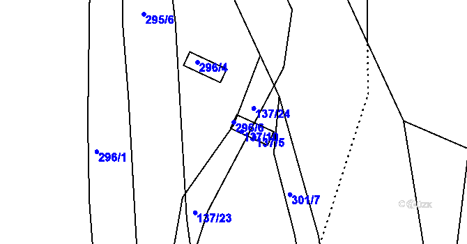 Parcela st. 296/6 v KÚ Koštov, Katastrální mapa