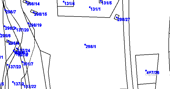 Parcela st. 298/1 v KÚ Koštov, Katastrální mapa