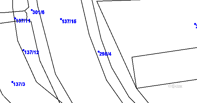 Parcela st. 298/4 v KÚ Koštov, Katastrální mapa
