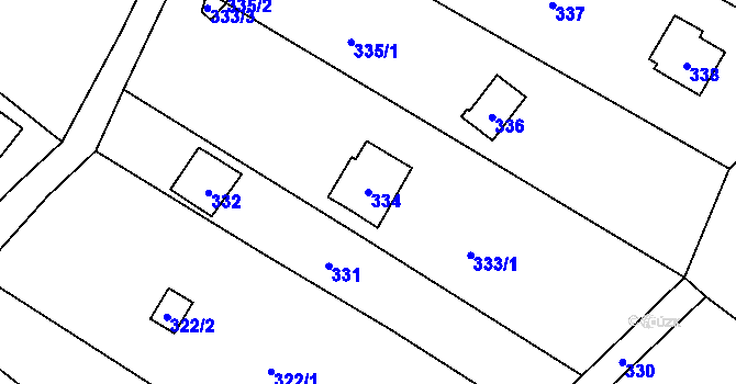 Parcela st. 334 v KÚ Koštov, Katastrální mapa