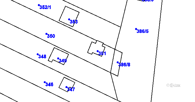 Parcela st. 351 v KÚ Koštov, Katastrální mapa