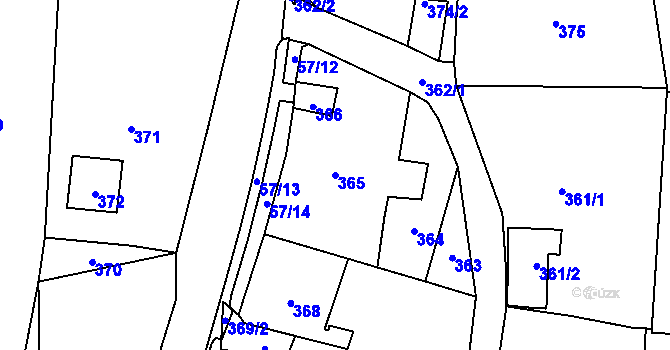 Parcela st. 365 v KÚ Koštov, Katastrální mapa
