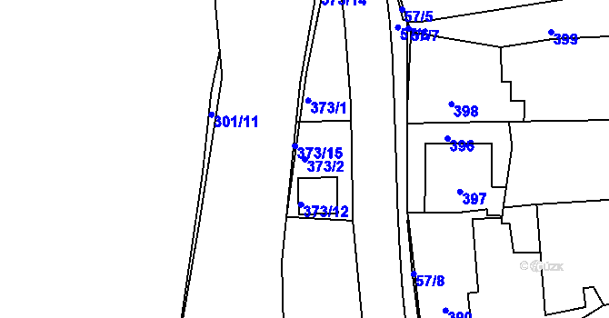 Parcela st. 373/2 v KÚ Koštov, Katastrální mapa