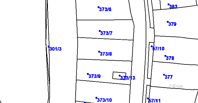 Parcela st. 373/8 v KÚ Koštov, Katastrální mapa