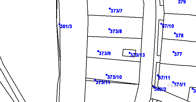 Parcela st. 373/9 v KÚ Koštov, Katastrální mapa
