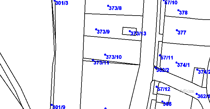 Parcela st. 373/10 v KÚ Koštov, Katastrální mapa