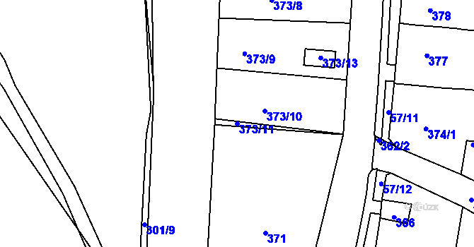 Parcela st. 373/11 v KÚ Koštov, Katastrální mapa