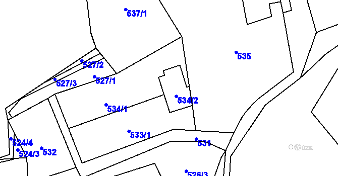 Parcela st. 533/3 v KÚ Koštov, Katastrální mapa