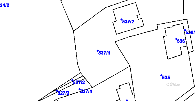 Parcela st. 537/1 v KÚ Koštov, Katastrální mapa