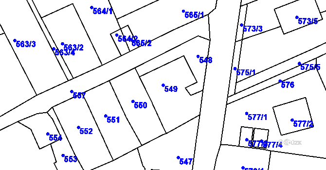 Parcela st. 549 v KÚ Koštov, Katastrální mapa