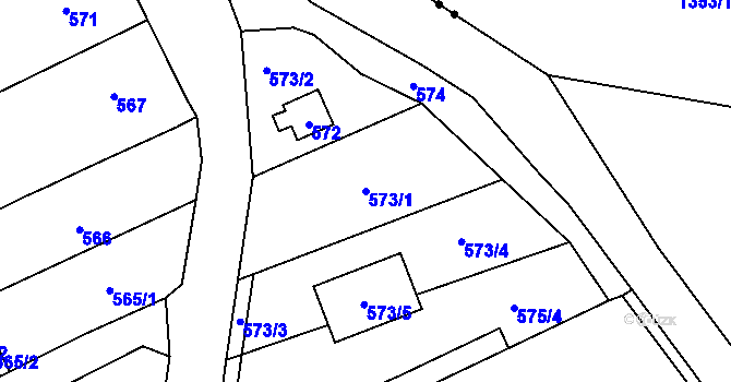 Parcela st. 573/1 v KÚ Koštov, Katastrální mapa