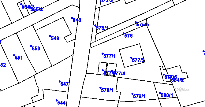 Parcela st. 577/1 v KÚ Koštov, Katastrální mapa