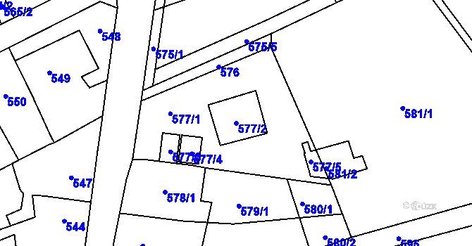 Parcela st. 577/2 v KÚ Koštov, Katastrální mapa