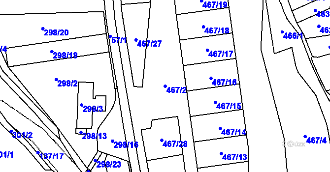 Parcela st. 467/2 v KÚ Koštov, Katastrální mapa