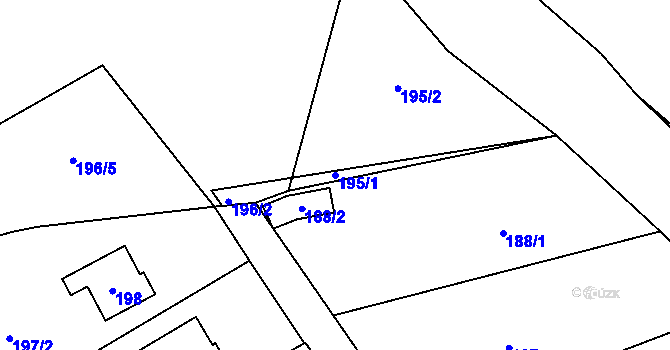 Parcela st. 195/1 v KÚ Koštov, Katastrální mapa