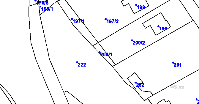 Parcela st. 200/1 v KÚ Koštov, Katastrální mapa