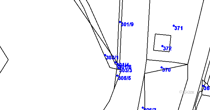 Parcela st. 303/1 v KÚ Koštov, Katastrální mapa