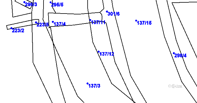 Parcela st. 137/12 v KÚ Koštov, Katastrální mapa