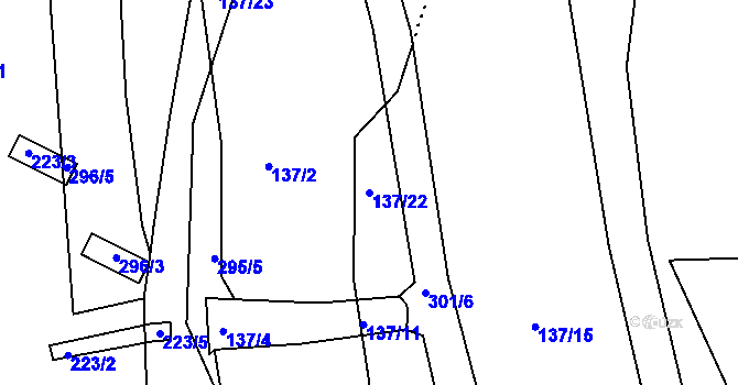 Parcela st. 137/22 v KÚ Koštov, Katastrální mapa