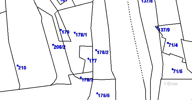 Parcela st. 178/2 v KÚ Koštov, Katastrální mapa