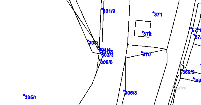 Parcela st. 303/3 v KÚ Koštov, Katastrální mapa