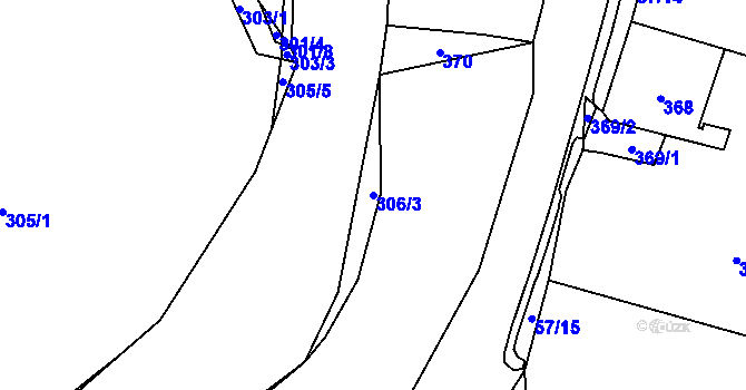 Parcela st. 306/3 v KÚ Koštov, Katastrální mapa